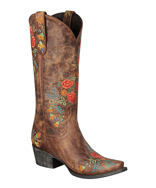 Brown & Red Prairie Rose Cowbooy Boots